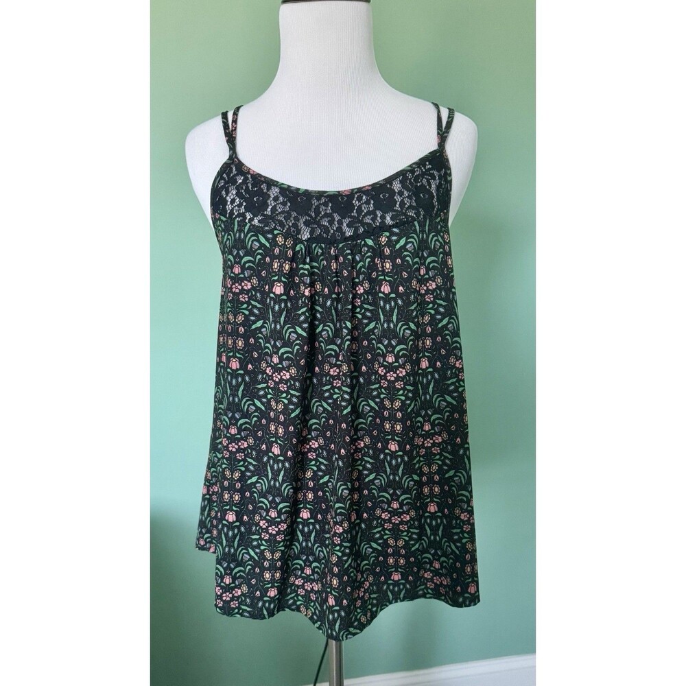ModCloth Dressy Floral  Tank With Lace Neckline - Sz Large